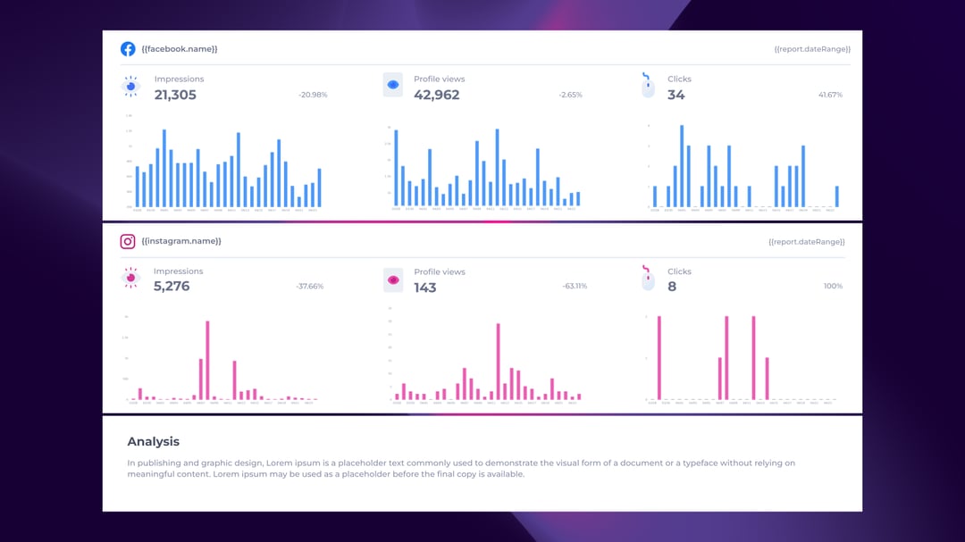 Facebook Instagram Report template