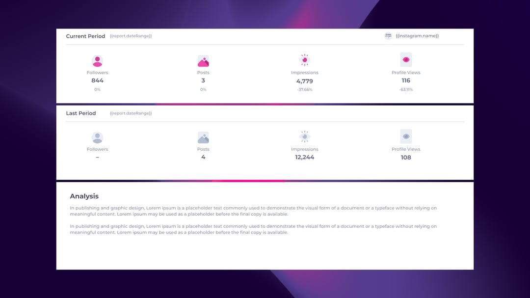 Facebook Instagram Report template